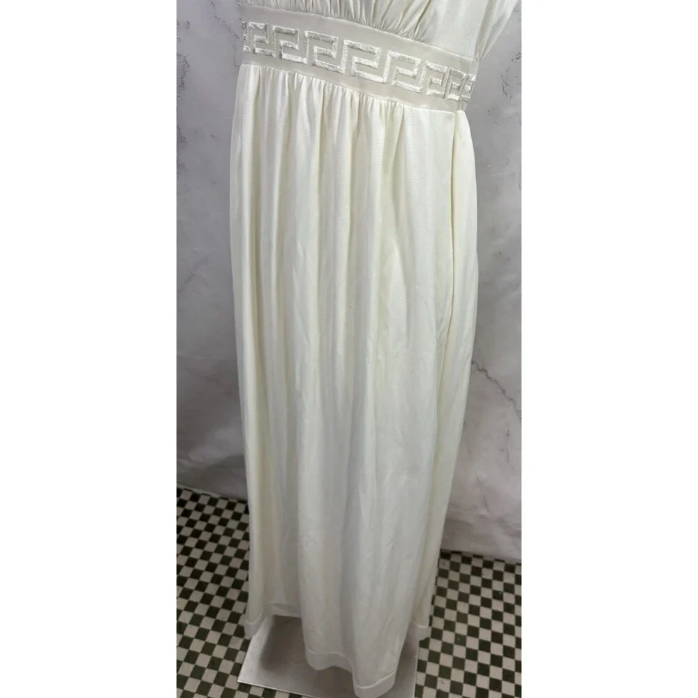 Vintage Grecian Goddess Nightgown Dress White Empire Waist Long Maxi 36 S Bride - Picture 11 of 16